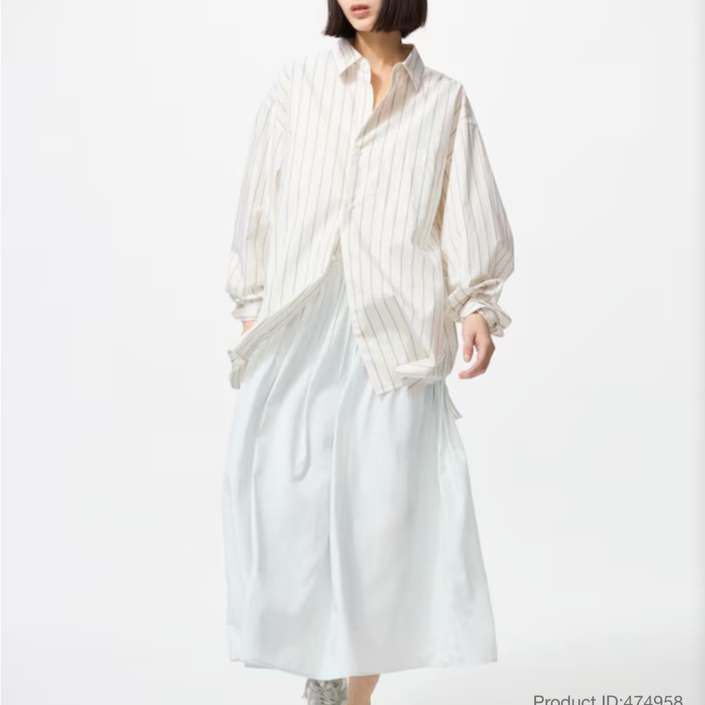 Women’s Uniqlo Light Blue/Grey Midi Skirt (Volume Gather Skirt)